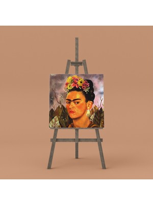 Lila Fil Frida Kahlo  Kare Kanvas Tablo