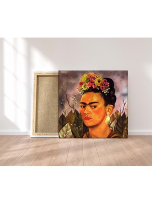 Lila Fil Frida Kahlo  Kare Kanvas Tablo