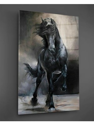 Taulart Siyah At Cam Tablo