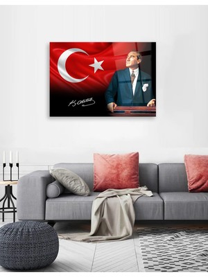 Taul Art Ay Yıldızlı Atatürk Cam Tablo