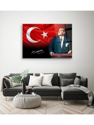 Taul Art Ay Yıldızlı Atatürk Cam Tablo