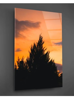 Taulart Gün Batımı ve Ağaç Cam Tablo