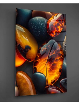 Taulart Renkli Taşlar Cam Tablo