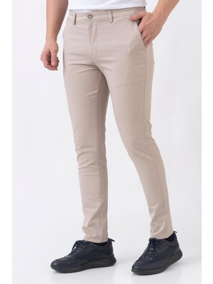 White Stone Lyon P2305 Slim Fit Pamuklu Likralı Gabardin Pantolon Vizon