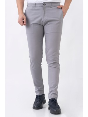 White Stone Lyon P2305 Slim Fit Pamuklu Likralı Gabardin Pantolon Gri