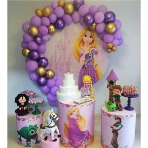 Eğlence Marketi Pastel Lila Krom Mor Krom Gold Balon Balon Zincir Prenses Sofia
