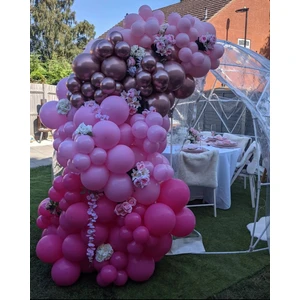 Eğlence Marketi Krom Pembe Makaron Pembe ve Fuşya Balon Zinciri 100 Adet