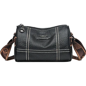 Siyah Yüksek Kaliteli Düz Renk Hakiki Deri Omuz Kadınlar Için Crossbody Çanta  Hakiki Deri Bayan Çanta Kadın Tote Sac (Yurt Dışından)