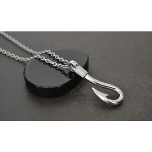 Herşey Nota Çapari Balık Fish Erkek Kadın Kolye Antik Gümüş Kaplama 60 cm Düz Zincir