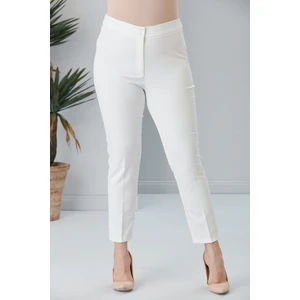 Büyük Beden Beyaz Kumaş Pantolon