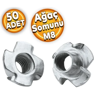 Çakma Ağaç Somunu M8 Çinko (50 Adet)