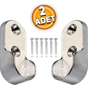 Oval Boru Askı Flanşı Dolap İçi Elbise Askı Aparatı Elemanı Krom 30 mm (2 Adet)
