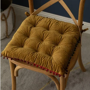 Silikon Elyaf Dolgulu Dekoratif Krem Rengi Sandalye Minderi Bağcıklı 42# (Yurt Dışından)