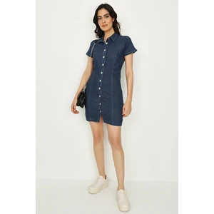 Select Moda Kadın Önden Düğmeli Denim Elbise
