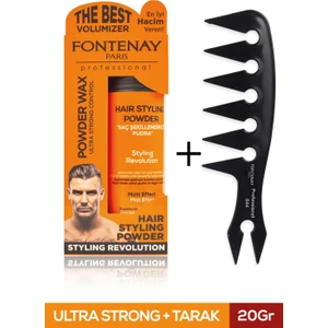 Saç Şekillendirici Pudra Toz Wax Ultra Strong Turuncu 20GR + Geniş Aralıklı Wax Tarağı 2'li Set