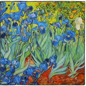 Bursa İpek Yeşil Irisler Desen Ipek Mendil