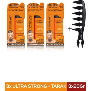 Saç Şekillendirici Pudra Toz Wax Ultra Strong Turuncu 20GR X3 + Geniş Aralıklı Wax Tarağı 4'lü Set