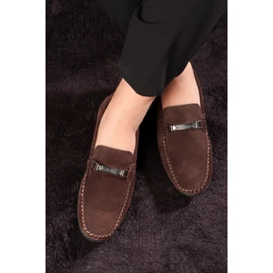 Halb Hakiki Deri Erkek Günlük Ayakkabı, Loafer Ayakkabı, Hafif Ayakkabı, Tokalı Loafer, Süet Ayakkabı