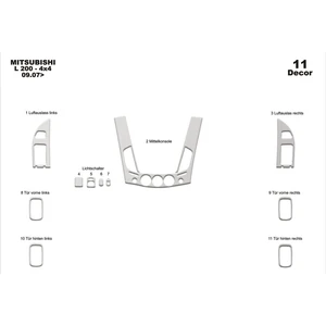 meriç cockpit design Meriç® Mitsubishi L200 4x4 Ön Torpido Kaplama Maun 11 Parça 2007-2013