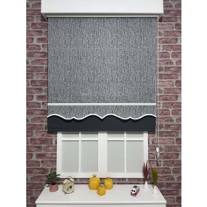 Stil Perde Çift Mekanizmalı Tül ( Beyaz  - Etek Dilimli ) ve Stor Perde ( Antrasit - Etek Dilimsiz )