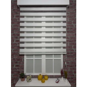 Stil Perde Zebra Perde Eko Bambu Beyaz ( Etek Dilimsiz )