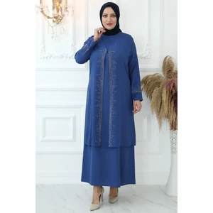 Amine Hüma Filiz Tesettür Abiye Indigo