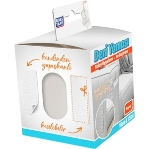 Boss Tape Yapışkanlı Deri Yaması Deri Koltuk Sandalye Yırtık Delik Onarım Beyaz EN:10CM Boy:1,5mt
