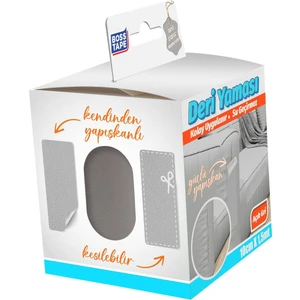 Boss Tape Yapışkanlı Deri Yaması Deri Koltuk Sandalye Yırtık Delik Onarım Açık Gri EN:10CM Boy:1,5mt