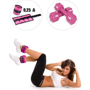 Spor Byfit Pembe El Veya Ayak Bileği Ağırlığı + 1 kg Dambıl Set Hediyeli