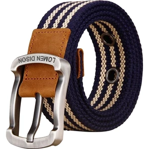 Tuval Kemer Alaşım Pimi Toka Dokuma Kemer Bel Bandı Spor Pantolonları Için Kot Mavi Şerit 110CM (Yurt Dışından)