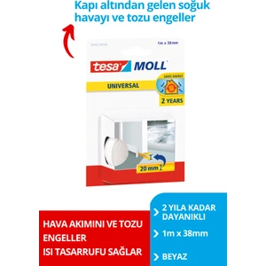 Tesamoll® Genel Amaçlı Kapı-Zemin Arası Köpük, Beyaz, 1m x 38MM