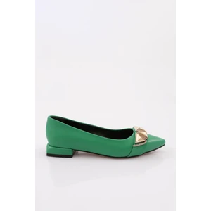 2805 Kadin Sivri Burun Silver Taş Metal Tokali Babet