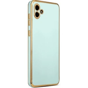 Samsung Galaxy A04 Uyumlu Kılıf Kenarları Parlak Altın Renkli Kamera Korumalı Soft Tasarım Kılıf