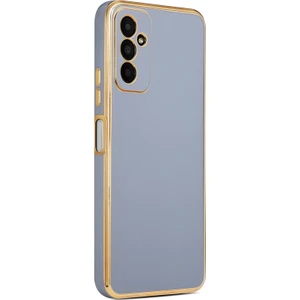Samsung Galaxy M23 Uyumlu Kılıf Kenarları Parlak Altın Renkli Kamera Korumalı Soft Tasarım Kılıf