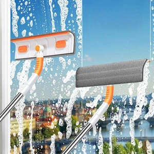 120CM Uzayıp Kısalabilen Teleskopik Mikrofiber Cam Silme Aparatı, Sağlam Bükülebilir Fırça