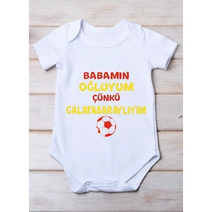 Space Dress Babamın Oğluyum Çünkü Galatasaraylıyım Baskılı Pamuk Bebek Zıbını