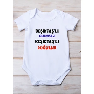 Space Dress Beşiktaşlı Olunmaz Beşiktaşlı Doğulur Baskılı Pamuk Bebek Zıbını