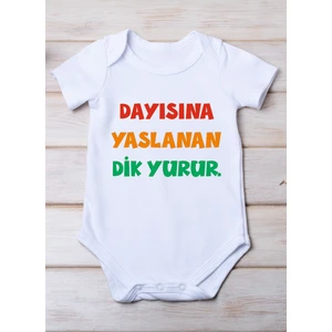 Space Dress Dayısına Yaslanan Dik Yürür Baskılı Pamuk Bebek Zıbını