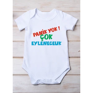 Space Dress Panik Yok Çok Eyleneceuk Baskılı Pamuk Bebek Zıbını
