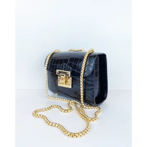 1130-S Kutu Form Zincir Askılı Krokodil Desen Askılı Omuz, El ve Kol Çantası