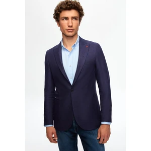 Twn Slim Fit Lacivert Armürlü Kumaş Ceket 0EF04R106409D