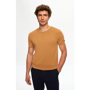 Twn Slim Fit Camel Düz Örgü T-Shirt 0EF069421003M