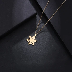 Titanyum Paslanmaz Çelik " Kar Tanesi " Kolyesi (Gold)