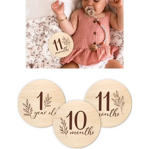 Enjoy My Design Aylık Bebek Kartları Wooden Milestone Cards Ingilizce Bebek Anı Kartı Seti