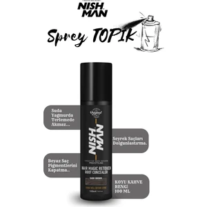 Root Touch-Up Sprey Koyu Kahve / Saç Dolgunlaştırıcı ve Seyrek Kapatıcı / Suda Yağmurda Akmaz 100ML