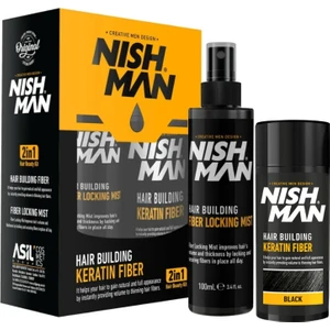 Nishman Seyrek Saç Kapatıcı Dolgunlaştırıcı Keratin Fiber Topik ve Sabitleyici Sprey / Siyah Renk 20 gr