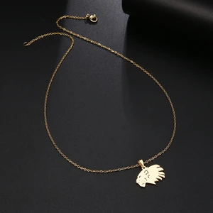 Titanyum Paslanmaz Çelik " Cesur Aslan Kafası " Kolyesi ( Gold )