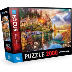 Blue Focus 2000 Parça Dağ Evleri Puzzle Orta Zorlukta Eğlenceli Aktivite için Tasarlandı