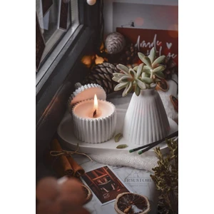 Ersu Store Beyaz Renk 4 Parça Kokulu Soya Mum Vazo Tepsi Seti