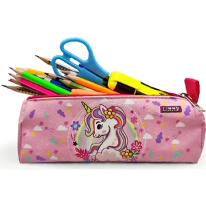 Kalem Kutusu Bahar Unicorn Desenli Üçgen Kalemkutu Jumbo Vegan Deri Kalemlik